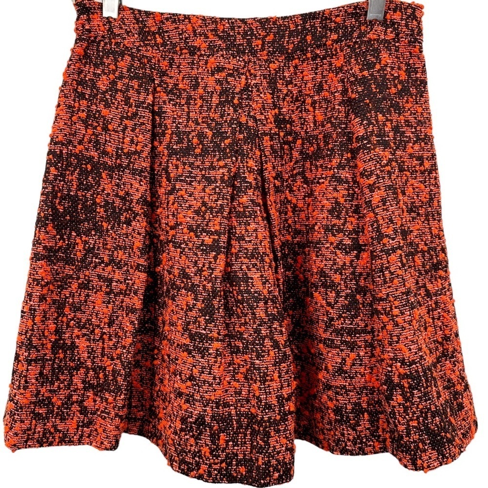 Proenza Schouler Tweed A-Line Mini Skirt Orange & Black Slub Cotton Sz 8